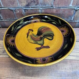 Earthenware Lang Susan Winget Proud Rooster Pedestal Serving Platter Cake Stand